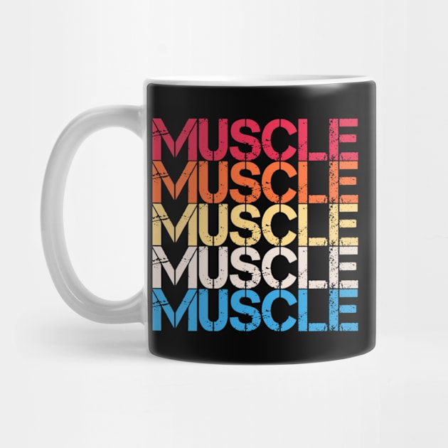 Muscle Retro Vintage Aesthetic Distressed Repeated Text by Inspire Enclave